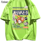Japan Kanji Cartoon Fun Graphic T Shirts Kawaii Clothes Streetwear Oversized Khaki Tops 2022 Summer Large 2XL