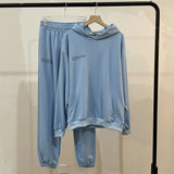 2021 Pure Cotton Thin Spring and Autumn Fabric Hooded Sweatshirts Hoodies Track Pants Women Clothes Tracksuits Two Piece