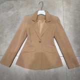 Korean Fashion Solid Blazer For Women Notched Collar Long Sleeve Minimalist Spring Blazers Female Clothes Style