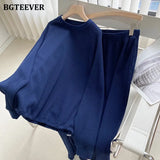 Autumn Casual Loose Women 2 Pieces Set O-neck Full Sleeve Sweatshirt & Wide Leg Pants 2021 Ladies Sweatshirt