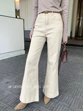 Xixi 13 Line 2025 Autumn White Standard Korean Version Of The Denim High-Waisted Straight-Legged Trousers