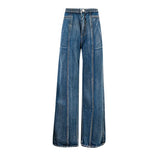 Casual Blue Denim Trousers For Women High Waist Loose Straight Full Length Jeans Female 2021 Summer Fashion
