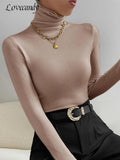 Solid Turtleneck Women Pullover Sweaters Autumn Long Sleeve Knitted Jumper Tops 2022 Casual Soft Warm Ladies Slim