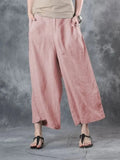 New Women's Nine-point Pants Simple Temperament Cotton Loose Casual Pocket Ladies Solid Color Nine-point Wide-leg