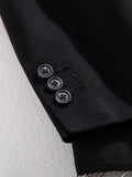 Women Black Contrast Color Burr Split Blazer New Lapel Long Sleeve Loose Fit Jacket Fashion Spring Autumn 2023