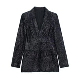 Blazer Jackets Women Single Button Long Sleeve Pockets Coats Autumn Winter Chic Female Notched Office