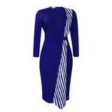 African Plus-Size Women's Dress 2025 New Temperamental Fashion Kitted Thin Round-Neck Pencil
