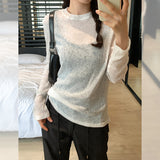 Version Of The New Summer 2023 Snowflake Sunscreen Thin Slim And Solid Color Sweater-Outfit