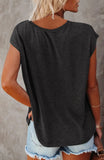 Color V-neck Cotton Blend Casual Loose Sleeveless Top Women's