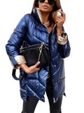 Winter Jacket Women Solid Color Casuald Outerwear Women's Casual Loose Parkas Coat Cotton Padded Quilted Stand Collar