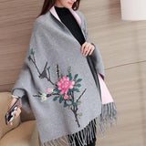 Embroidery Floral Tassel Trench Coats Women Cloak Long Sleeves Knitted Cardigan Sweater Windbreaker 2020 Winter