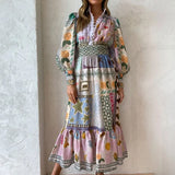 New Women's Temperament Commuting Print Painted Long-Sleeved Fashion