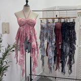 Summer Irregular Ribbon Hottie Hanging Neck Tector Screen Printing With Chest Pad Short Sling Vest