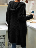 Casuald Cardigan Women Long Sleeve Hooded Sweater Casual Winter Warm Cable Knit Jumper Female Casual Loose Knitted