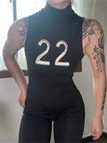 Summer Bodycon Jumpsuits Women 2022 Sleeveless One Piece Outfit Rompers Womens Jumpsuits Halter Black Romper