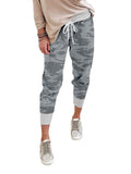 Hemp Blended Print Casual Drawstring Jogging