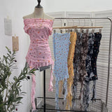 Shooting Holiday Wind Shoulder Folding Net Grums Flower Top Design Feeling Drift With Unique T-Shirt