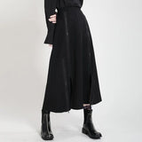 High Elastic Waist Half-body Black Slit Solid Color Zipper Casual Skirt Women Fashion Tide New Spring Autumn 2023