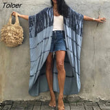 2023 Autumn Beach Kimono Swimwear Women Print Bikini Cover Ups Swimsuit Fashion Loose Plus Size Beachwear Hooded