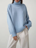 Oversized Turtleneck Sweater Women Winter Warm Loose Solid Pullovers Thick Green Turtleneck Jumper Vintage Sweaters