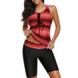 Gradient Color Tankini Set Summer Plus Size Block Print Female Swimwear Swimsuits Push Up Two Piece Bathing Suit
