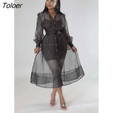 Sexy European and American Hip Dresses Fall 2023 Mesh Long Sleeve Suit Dress Fashion Temperament Fashion Women's