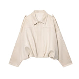 New Fashion Temperament Imitation Leather Effect Bomber Jacket