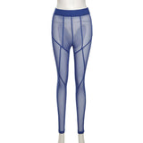 Sisterlinda Sexy Mesh See Through Skinny Summer Pants Women High Waist Fitness Striped Leggings Body-Shaping Pantalones De