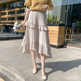 Irregular Women Skirt 2020 New Fashion Sexy Skirts Ladies Casual Elastic Midi Pleated Skirt Korean Elegant