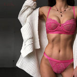 2019 Floral Lace Bra And Panty Set Women Bodycon Intimates Lingerie Set Underwear Set Bralette Lace Brief Set