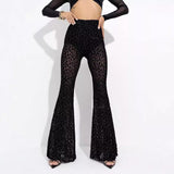 Women's Explosive Sexy Mesh Yarn Velvet High-Rise Legs Long Micro-Rac Casual