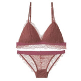 Quality French Bralette Sexy Lace Ultra-Thin Bra Set Women Wire Free Underwear Soft Cup Bras and Brand 4 Color S M L