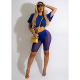 Short Crop T-Shirt Mesh Shorts Two-Piece