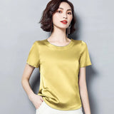 Imitation Silk Blouse Short Sleeve Satin Blouse Women Summer Ladies Office Blouses Womens Tops And Blouses
