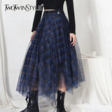Casual Hit Color Plaid Skirt For Women High Waist Plaid Elegant Korean Skirts Female Fashion New Clothing