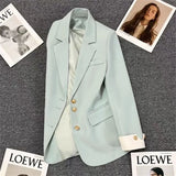 Toloer Suit Jacket Female 2024 Spring New Korean Version Of Fashion Suit Blue Fried Street Foreign Style Design Jacket-Outfit