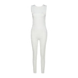 Sisterlinda Sleeveless Skinny Summer Rompers Womens Jumpsuit O-Neck Invisible Zipper Sexy Playsuits Ladies Sport Casual