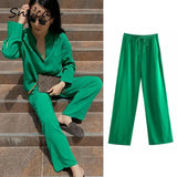 Oversize Casual Pants Za Woman 2022 Female Summer Elastic Draw String Satin Trousers With Pockets Pantalones Mujer Bottom
