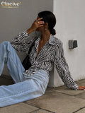 Vitnage Stripe Lapel Women'S Shirt Autumn Long Sleeve Office Fashion Woman Blouses 2021 High Street Shirt Top