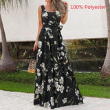 Bohemian Summer Dress Women Leopard Print Long Robe 2022 Holiday Sleeveless Tank Dresses Casual Belted Maxi Vestido