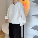 Button Detailed Space Cotton Sweatshirt Blue Gray White Women's Spring Autumn Thin Design Loose Lazy Women