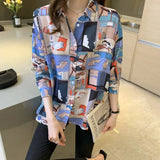 printing ladies shirts Women's chiffon Blouses Spring Autumn Long Sleeve Shirts Tops Blusas