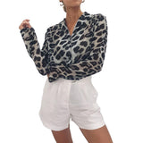 Toloer Autumn Sexy Leopard Print Chiffon Shirt Women's Shirt OL Temperament Commuter
