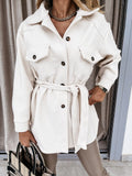 fall/winter lapel single-breasted thick solid color shirt woolen loose coat