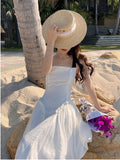 tied Spaghetti Strap Summer Women Dress 2023 Fashion Patchwork Sleeveless Backless Ruched Asymmetrical Club Dress Robe