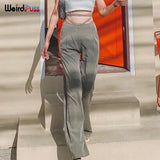 Puss Cyber Y2K High Waist Bandage Women Pants Baggy Elegance Harajuku Straight Trousers 2021 Fashion Streetwear