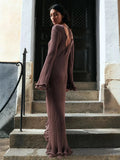 New Women's Pure-Colored Round-Neck Long Sleeves To The Wooden Ear