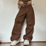 Summer New Style Spice Girls Fashion Street Retro Leisure Low-Waisted Loose Woven Trousers-Outfit
