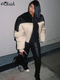 Winter Streetwear Coats Puffer Jackets For Women 2022 Long Sleeve Patchwork Jacket Bubble Casual Coats Black Jacket