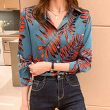 printing Women's blouses 2022 Spring Autumn Casual Tops Basic blouse Ladies Long Sleeve